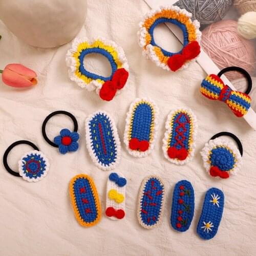 Hand-woven Knitted Hair Ring Princess Clip Wild Hair Rope Simple Knitted Hair Clip Cute Girl Autumn And Winter Models