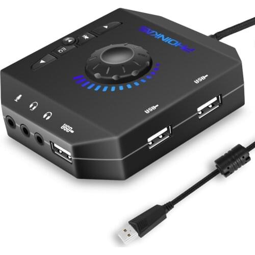 Profession 7.1 Channel Computer External USB Sound Card Audio Interface for Headset Gamer Multi-port Soundcard for Laptops