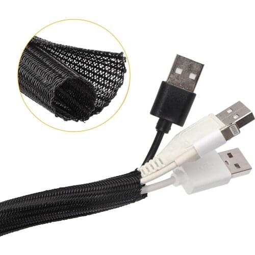 Dropship 1M Braided Sleeving Cable Flexible Expandable Open Braided Sleeve Insulated Pipe Wire Protection for office table