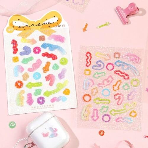 4 Sheets PVC Rainbow Laser Ribbon Confetti Decoration Bling Photo Stickers for Journal Diary Album Card Making DIY Arts