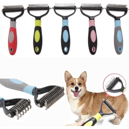 Pet Dog Hair Removal Comb Dog Cat Detangler Fur Trimming Dematting Deshedding Brush Long Hair Curly Pet Grooming Products