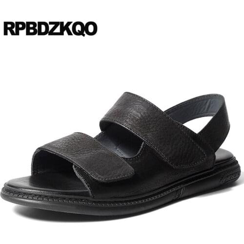 Breathable summer designer shoes men high quality brown beach 2019 casual soft italian black sandals native genuine leather