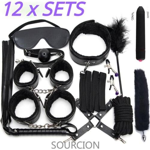 SWT Exotic Sex Products For Adults Games Leather Bondage BDSM Kits Handcuffs Sex Toys Whip Gag Tail Plug Women Accessories