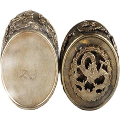 Vintage Collection Handmade Unique Tibetan Silver Dragon Phoenix Toothpick Box