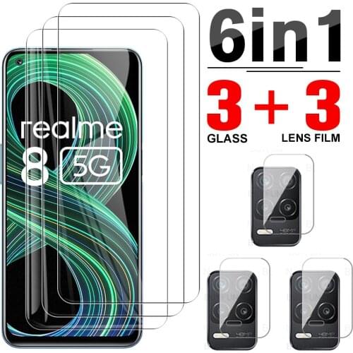 6in1 Screen Protector For Realme 8 5G Camera Lens Protection Film For OPPO Realme 8 7 6 Pro Realme8 7 5G HD Tempered Glass Case