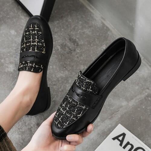 Big Size 34-44 woman flats british small leather shoes women slip on low heels loafers patchwork plaid fabric derby shoes femme