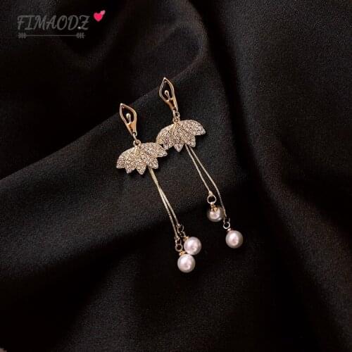 FIMAODZ Newest Ballet Dancer Earrings Dance Figure Mermaid Tail Star Triangle Charm Pearl Crystal Long Tassel Earrings For Women