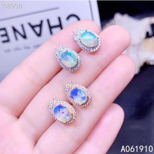KJJEAXCMY boutique jewelry 925 sterling silver inlaid Natural opal ladies Stud earrings support detection popular