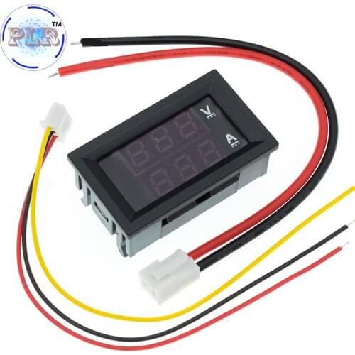 DC 0-100V 10A Digital Voltmeter Ammeter Dual Display Voltage Detector Current Meter Panel Amp PLR Gauge 0.28" Red Blue