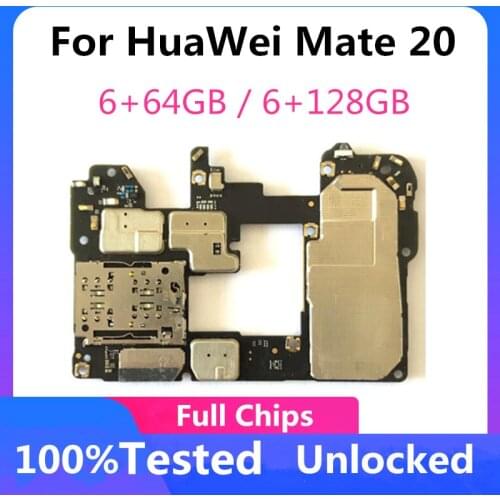 100% unlock Motherboard For HuaWei Mate 20 Motherboard Original Logic Board 64GB 128GB Mainboard WIth Full Chips Android system