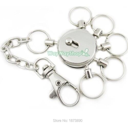 2 Sets Swivel Multi Removeable Detatchable Key ring 5 removable Keyring Clip Chain Nickle