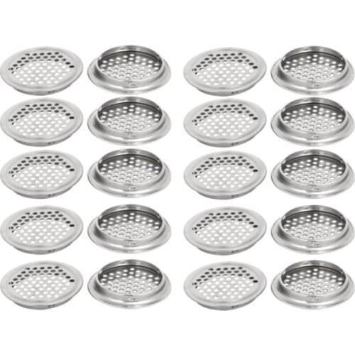 20pcs Stainless Steel Round Air Vent Louver for Cabinet Bathroom Office Kitchen Ventilation