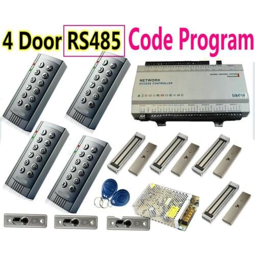 4 Door RS485 line Max 1,200meter 485 lines connect Access Controller,Keypad Numer Code+EM ID slave wiegand26/34 reader control