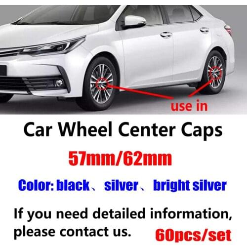 60pcs 57mm 62mm 60mm black silver car Wheel Center Caps hub covers emblem for toyota Car accessories