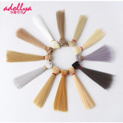 Adollya BJD 15*100cm Hair For Dolls Hair High Quality Gold White Brown Straight Hair Wig High-Temperature For Dolls Accessories