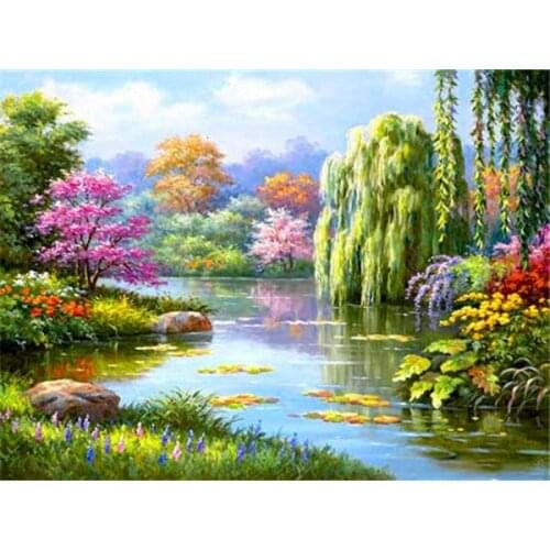 Diy 5D diamond painting landscape full circle diamond embroidery kit cross stitch home decoration needlework handmade painting