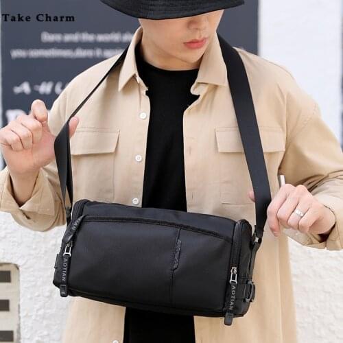 Large Capacity Mens Outdoor Sports Shoulder Bag New Oxford Cloth Waterproof Simple Leisure Fitness Cycling Messenger Bag Black