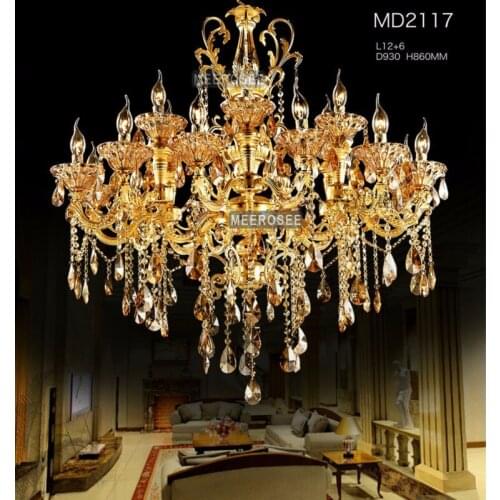 Large Gold Crystal Chandelier Lighting Big Luxurious Cristal Lustres Light Fixture Chandelier Crystal for Hotel Project MD2117