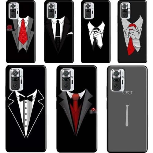Suit and Tie Phone Case For Xiaomi Redmi Note 10 8 9 Pro Note 8T 9S Coque For Redmi 9C 9T K40 7A 8A 9A