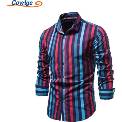 Covrlge Mens Shirts Casual Stripes Multicolor Business Self-cultivation Fashion Quality All-match Cotton New Clothing MCL323