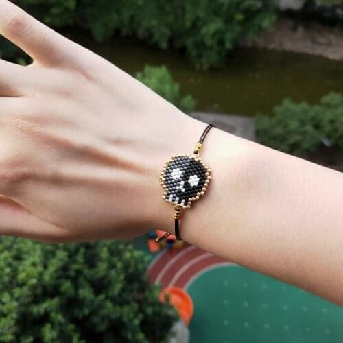 FAIRYWOO Punk Skull Bracelet Women Brecelete Gifts For Girls Miyuki Bead Bracelet Handmade Jewelry Adjustable Rope Bracelet Goth