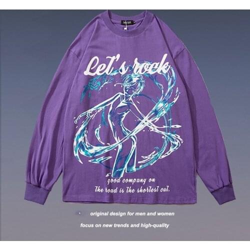 Men Street Dancer Print T-Shirt Harajuku Oversized T-Shirt Long-Sleeved Hip-Hop Fashion Cotton Top Men And Women O-Neck T-Shirt