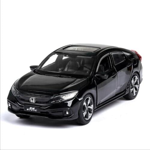 Simulation 1: 32 Honda Civic open door alloy childrens toy car model ornament birthday Christmas New Year gift black car