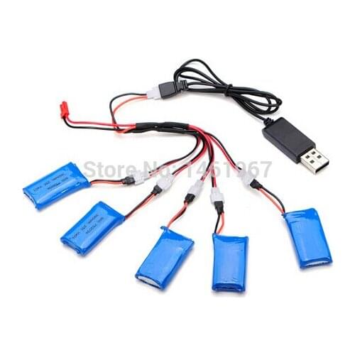 3.7V 380mAh Lipo Battery 5Pcs and Charger for Mould King UFO 33041A RC 2.4G 4CH 6 Axis Gyro Hover Quadcopter