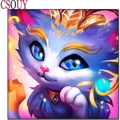 Cartoon 5D DIY Diamond Painting Colored Cat Full Square & Round Mosaic Rhinestones Diamond Embroidery Home Decor Needlwork CF16