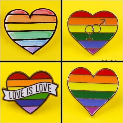 Cartoon Pins Rock Badges on Clothes Badges Gay Lgbt Metal Badges on A Backpack Rainbow Heart Shaped Badges Jeans Shirt Handbag