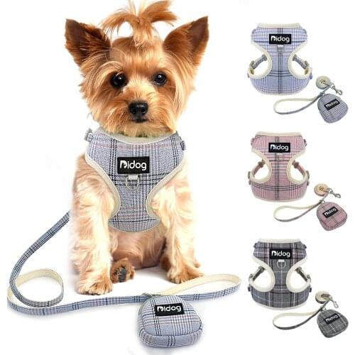 Breathable Dog Harness Leash Set Mesh Dog Cat Harness Vest Puppy Harness and Leash with Bag For Small Medium Dogs Pet Chihuahua