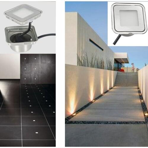 Stainless Steel 0.6W LED Inground Lighting DC12V Outdoor Stair Light with Insert Box Set of 6 IP67(R G B Y WW CW W RGB)