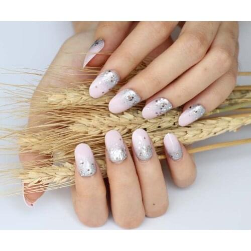 The latest popular full diamond crystal diamond round head candy color handmade fake nails W32