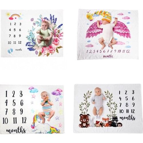 Infant Photography Props Blanket Soft Fleece Newborn Baby Monthly Growth Milestone Background Photo Porps Stroller Blanket