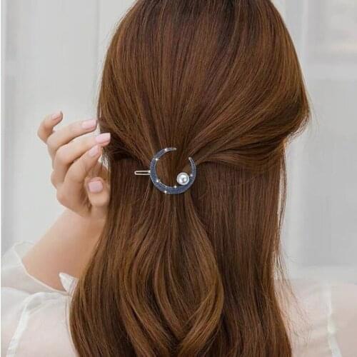 Star Moon Women Hair Pins Jewelry Fashion Sweet Simulation Pearl Rhinestone Barrettes For Girl Hair Accessories Hair Grips