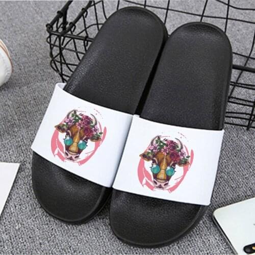 Slippers For Women Cartoon Animal Pattern Women Slipper Flip Flops Fashion Bathroom Sandals Non-slip Slides Home Shoes For Woman