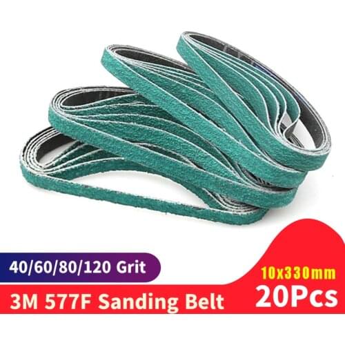 20PCS 330*10MM Z/A 577F Abrasive Sanding Belt For Metal Belt Grinder Optional Mini Size 40# 60# 80# 120# for Knife Grinding