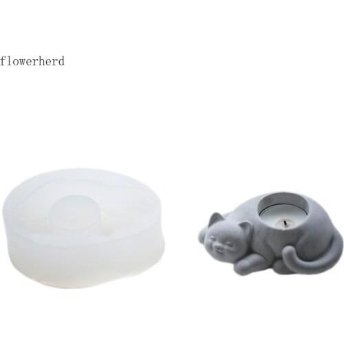 DIY Plaster Mold Candle Making Tools Aromatherapy Silicone Candle Molds Stone Candle Holder Sleeping Cat Resin Mold Soap Form
