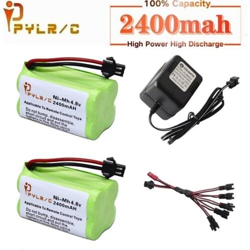SM)4.8V 2400mah NiMH Battery And Charger For Rc toys Cars Tanks Robots Guns Boats 2400mah AA 4.8V Rechargeable Battery Pack