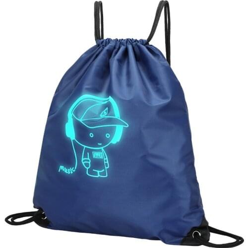 Fashion Luminous Drawstring Bag for Boys Girls Drawstring Backpack Bag Custom Printing Logo for Men Women Students
