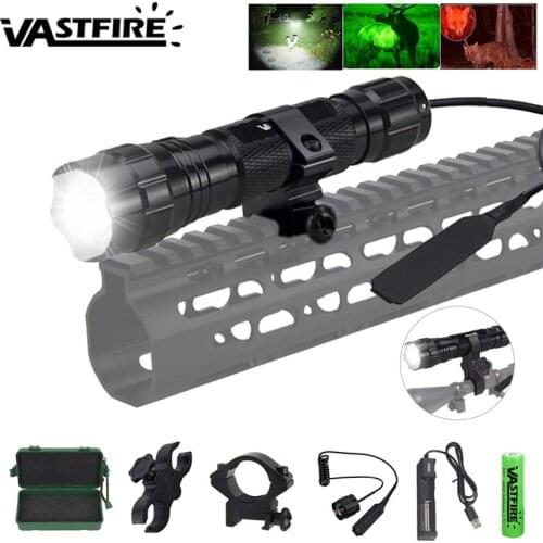 2000LM Led Weapon Gun Light Tactical Flashlight Hunting Lanterna Torch Scope Rifle Mount+18650 battery+Charger+Remote Switch