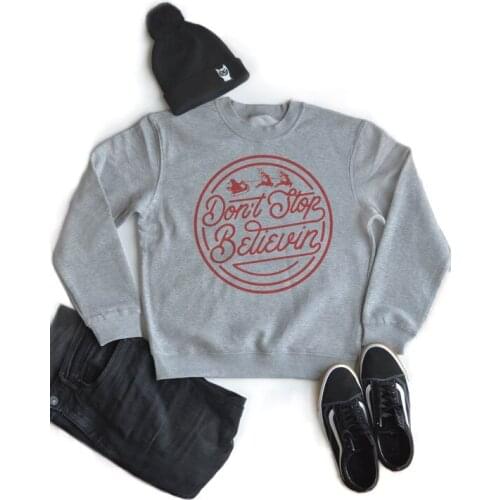 Merry Christmas Sweatshirt Jumper Long Sleece Believe Santa Crewneck Santa Claus Hoodies gray Christmas Party Tops Drop Ship