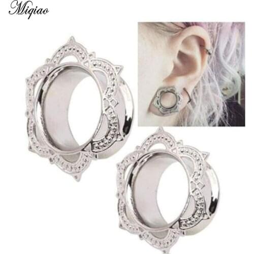 Miqiao 1PC Gold color Ear Plugs Tunnels Piercing Ear Dilations Fashion Body Piercing Jewelry For Women Men 6-16mm