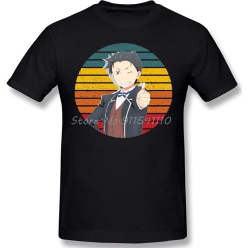 Subaru Vintage Essential Homme Cool T-Shirt Re zero Subaru Natsuki Anime Tees Pure Cotton Oversized Short Sleeve