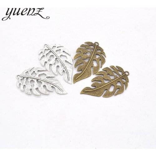YuenZ 6pcs 2 colour Antique silver color tree leaf Charms Plated Pendants Jewelry Making DIY Handmade Craft 45*26mm Q303