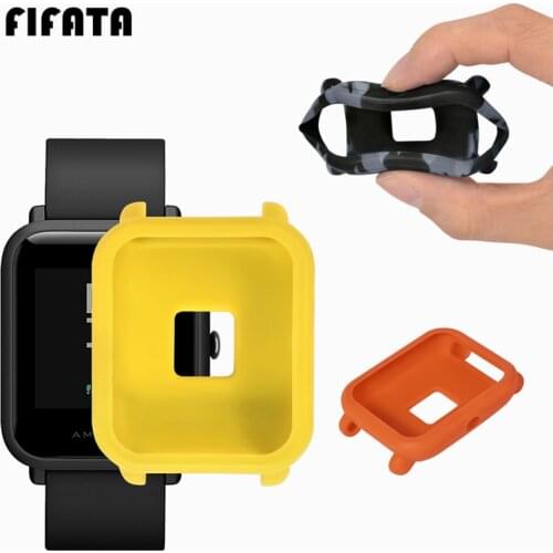 FIFATA Colorful Protective Silicone Soft Case For Huami Amazfit Bip Youth Watch Camouflage Soft TPU Case For Amazfit Watch cases