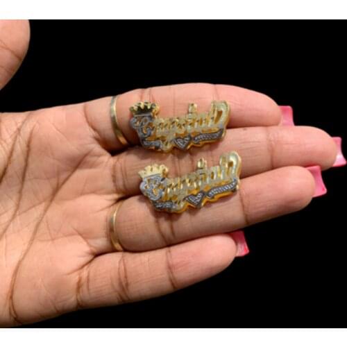 2021 New Two-Color Electroplating Custom Name Earrings Women Double Gothic Name Earrings Personalized Ear studs Gift