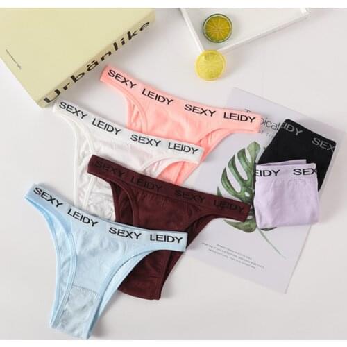 Womens Underwear Sexy Panties Female Low Waist Elastic Female Panties Soft Lingerie Solid Color Intimate Sexy Thong Briefs