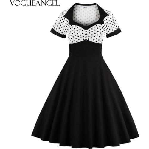 VogueAngel Audrey Hepburn Summer Dress Women Polka Dot Vintage Swing Robe Rockabilly Housewife Retro 50s Pinup Dresses Vestidos