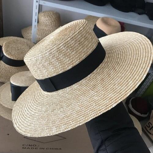 01904-axi Classic pure color handmade straw lady holiday beach fedoras cap men women outdoor panama jazz hat
